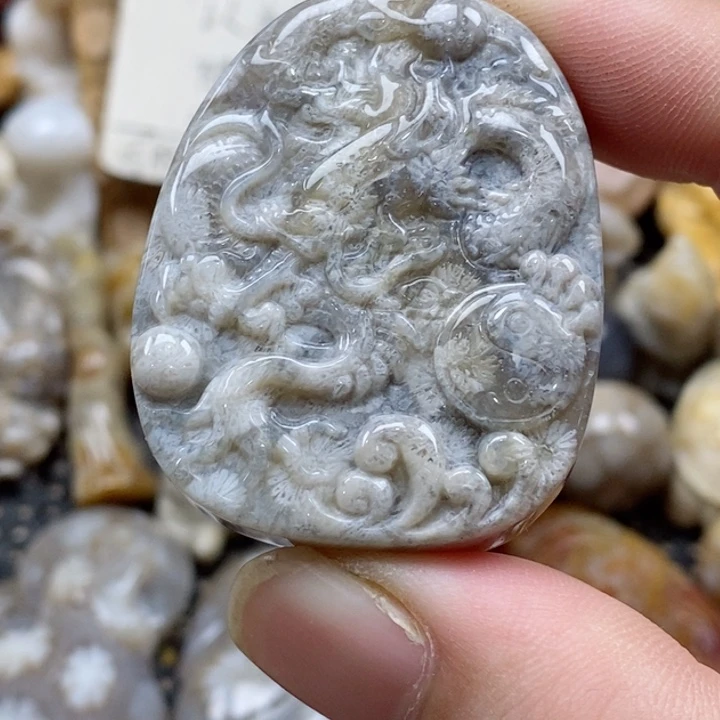 颈饰未镶嵌硅化珊瑚（珊瑚玉）