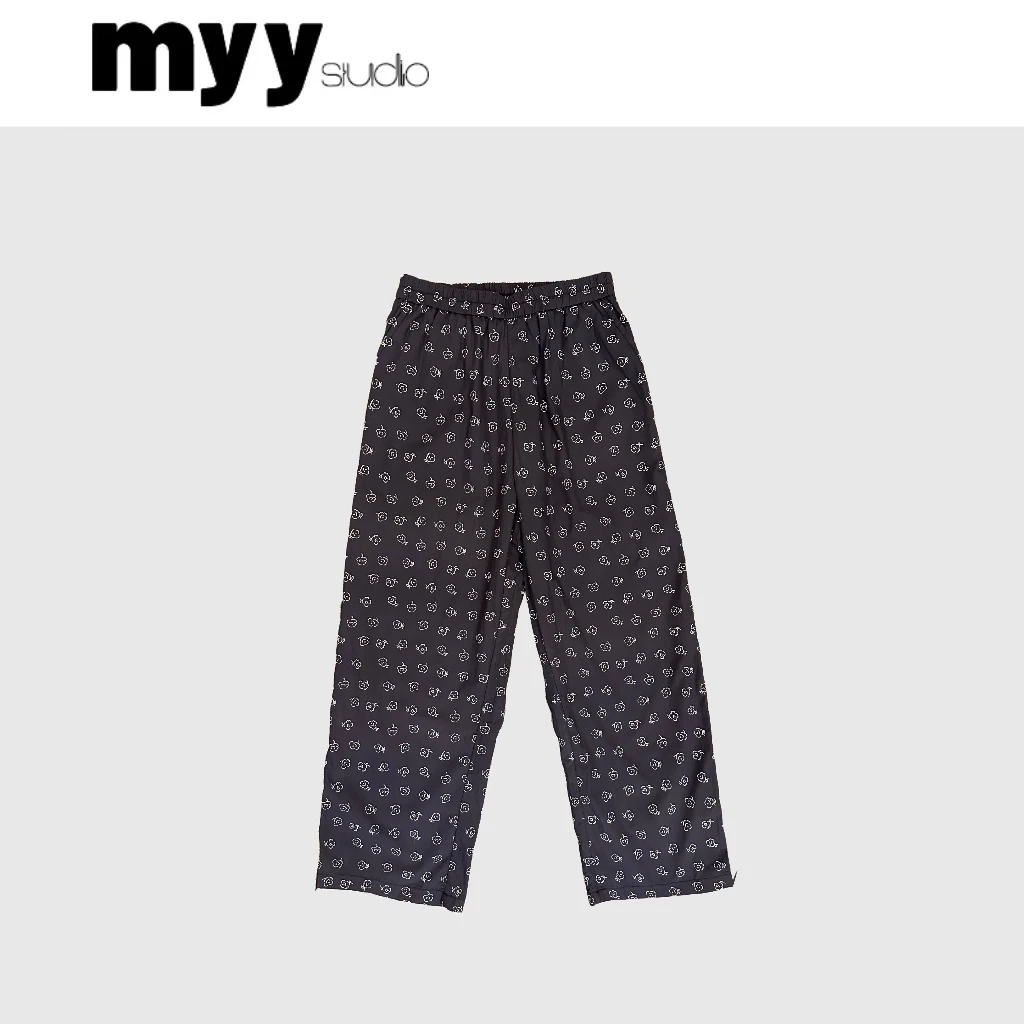 雨小琪 玫瑰酱紫 定制凉感棉面料松紧腰休闲裤夏季宽松裤子九分裤