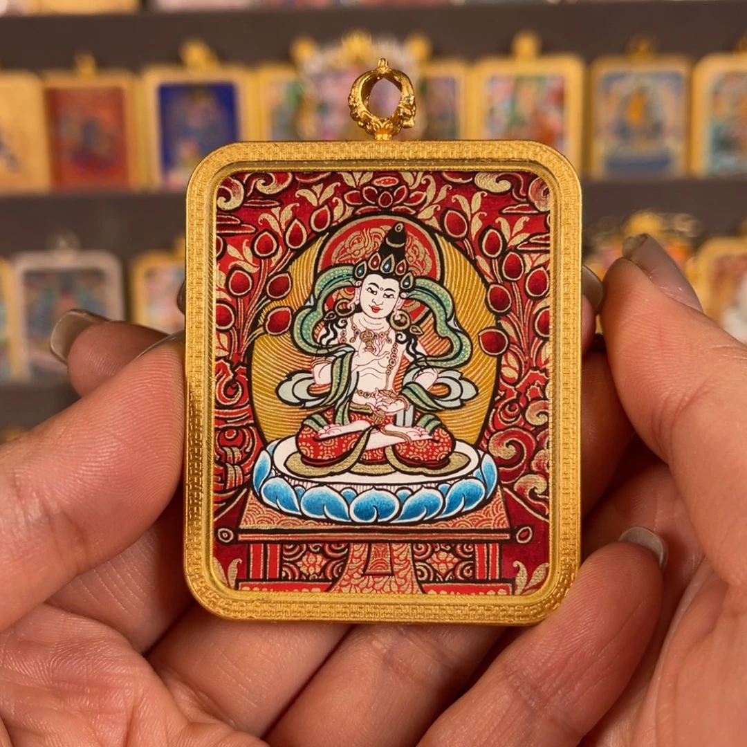 吊坠金刚萨垛红唐满工青海热贡唐卡