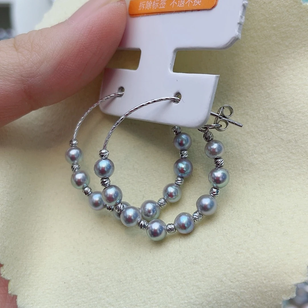 银S925镶嵌耳饰海水珍珠w80