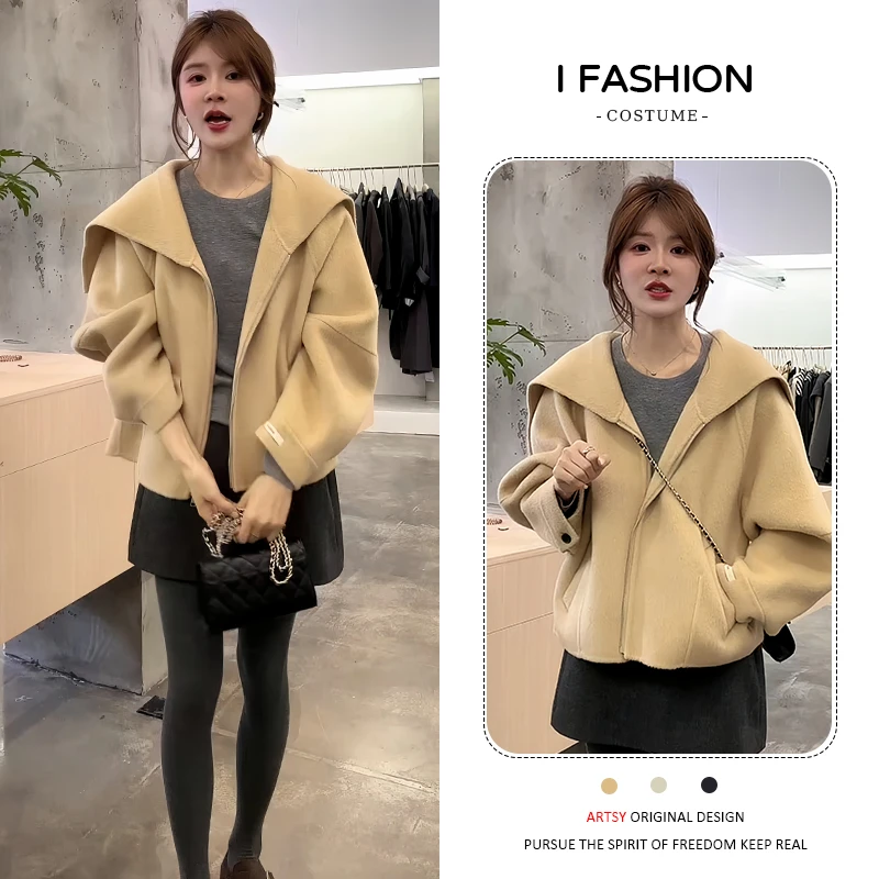 时尚简约小个子翻领短外套女2025年秋冬新款减龄气质百搭显瘦上衣