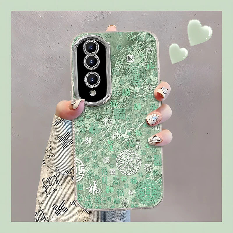 适用于【华为】荣耀70Pro/Pro+创意百福图时尚高级感精孔手机壳