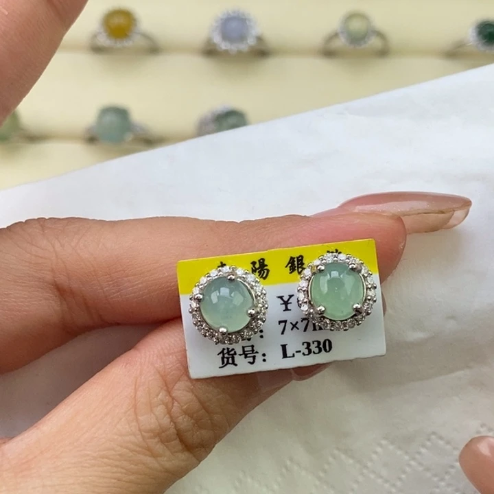 C***N翡翠银S925镶嵌戒指蛋面