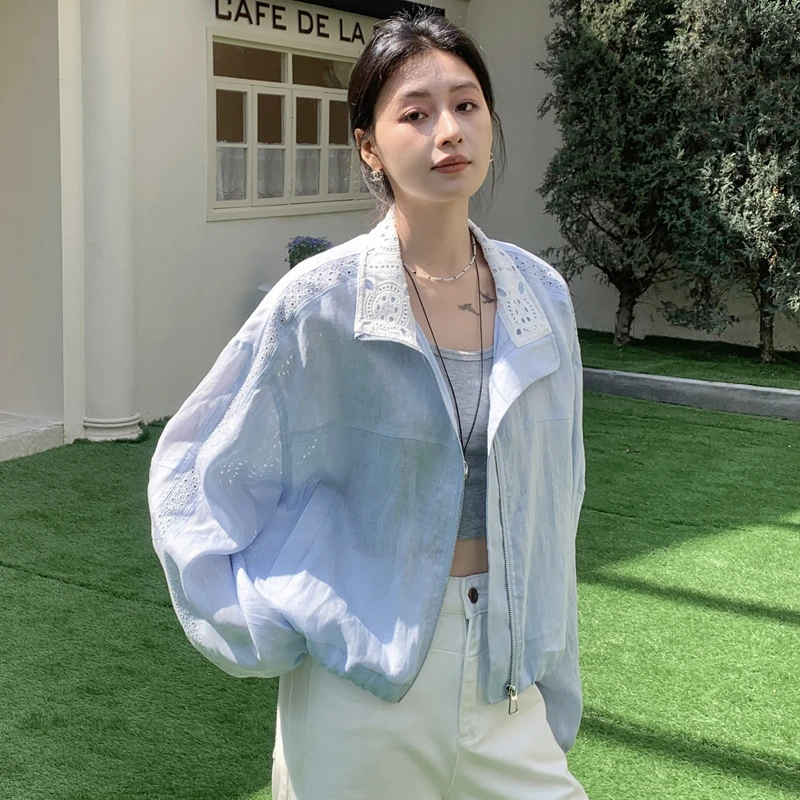 2025春夏季新款时尚亚麻外套夏季薄款外套女短款防晒衣女外穿宽松