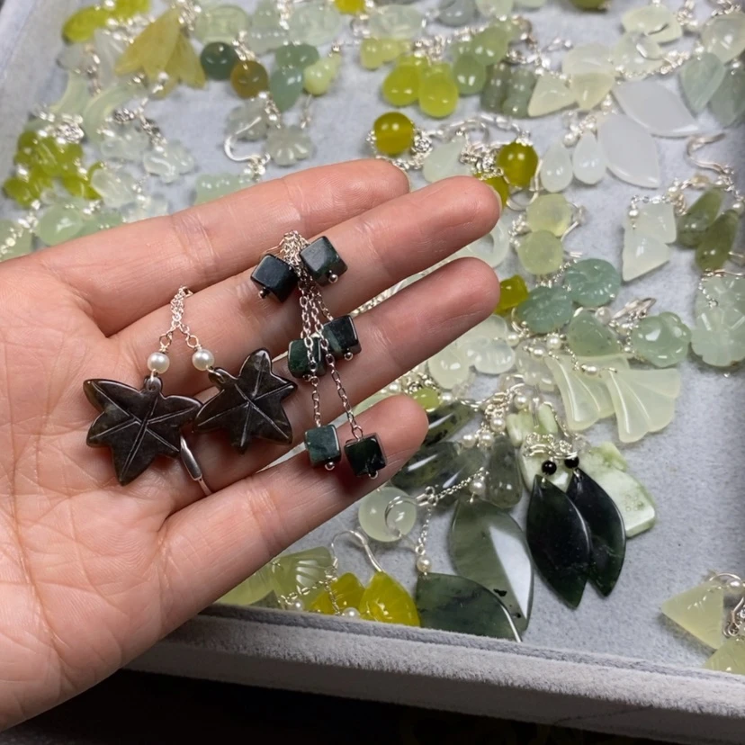 【闪购商品】未镶嵌蛇纹石玉挂件耳饰耳环项链吃**福