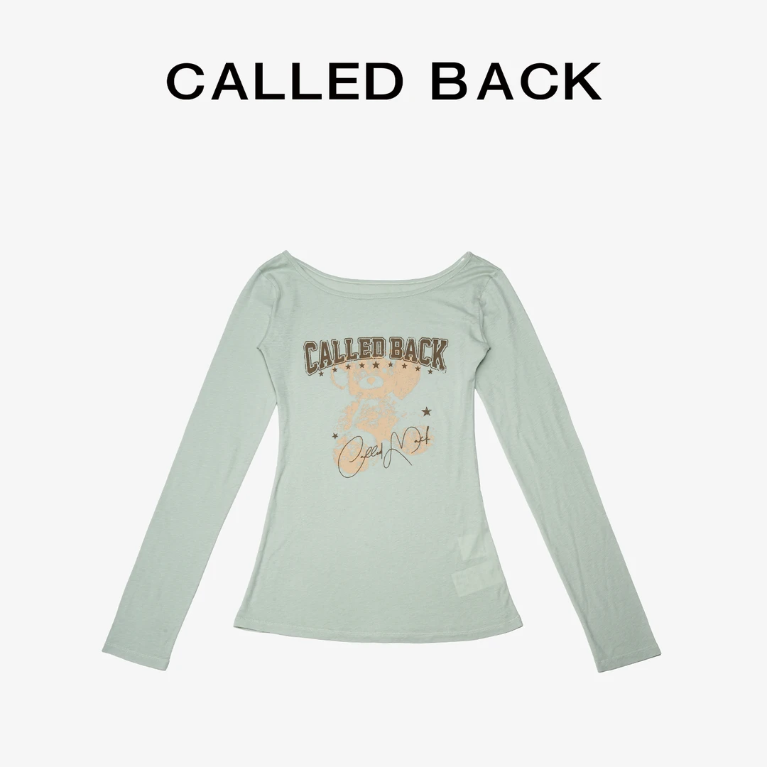 秋冬长袖墨绿色印花打底上衣 8-27