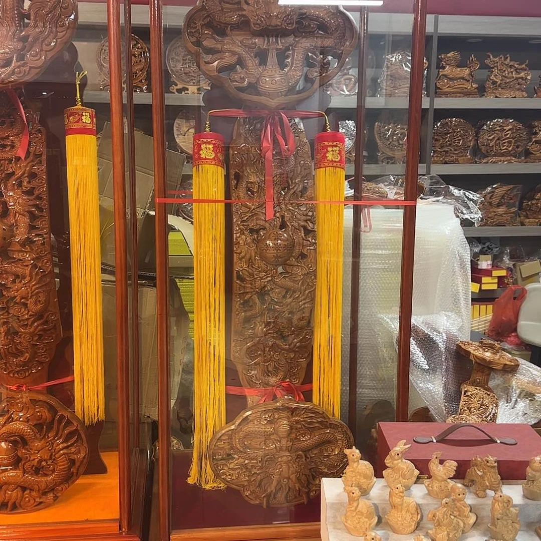 桃木让***风总高2米加宽加厚九龙献宝