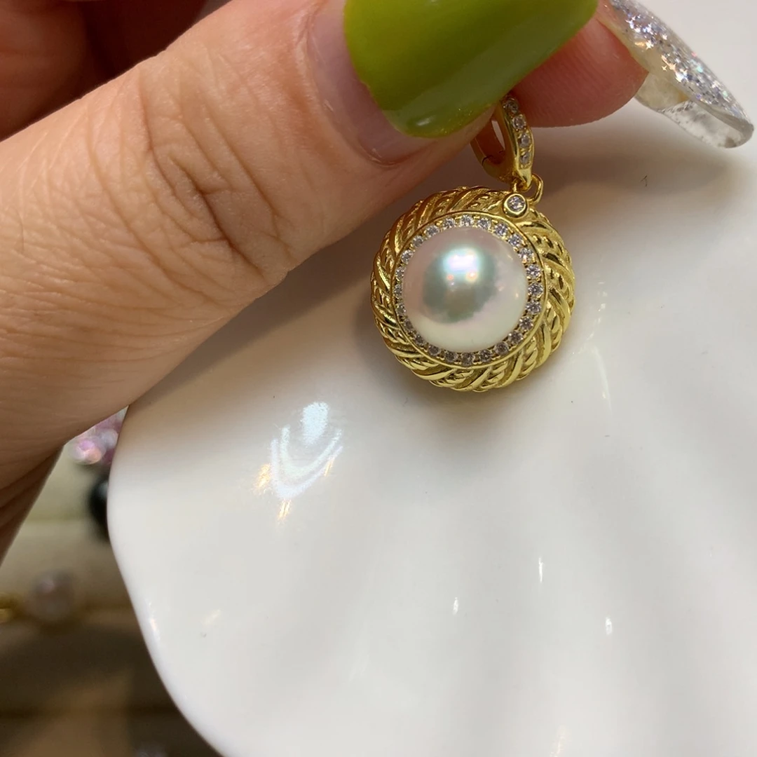 海水珍珠银S925镶嵌颈饰