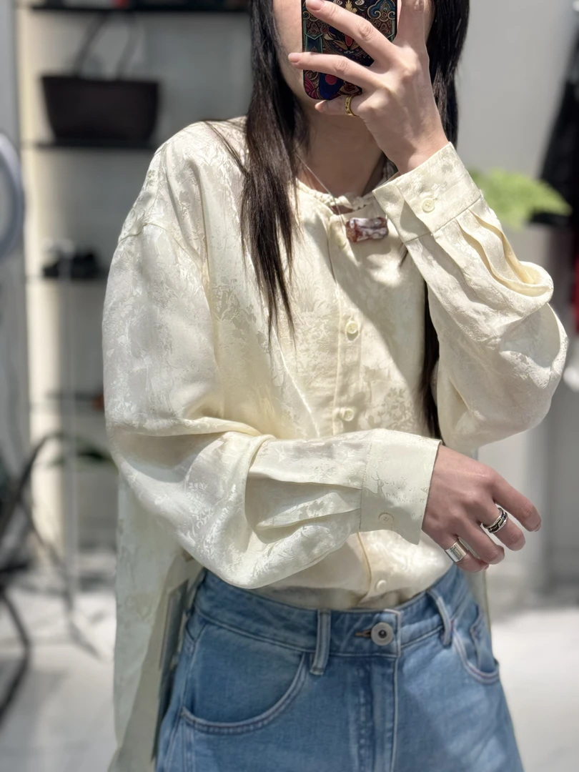 春款带中式提花设计款衬衫长袖百搭
