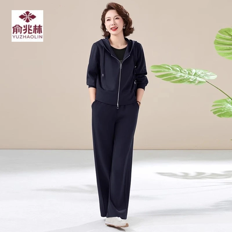 妈妈运动套装春秋洋气大码40岁50中老年女春装休闲时尚卫衣两件套