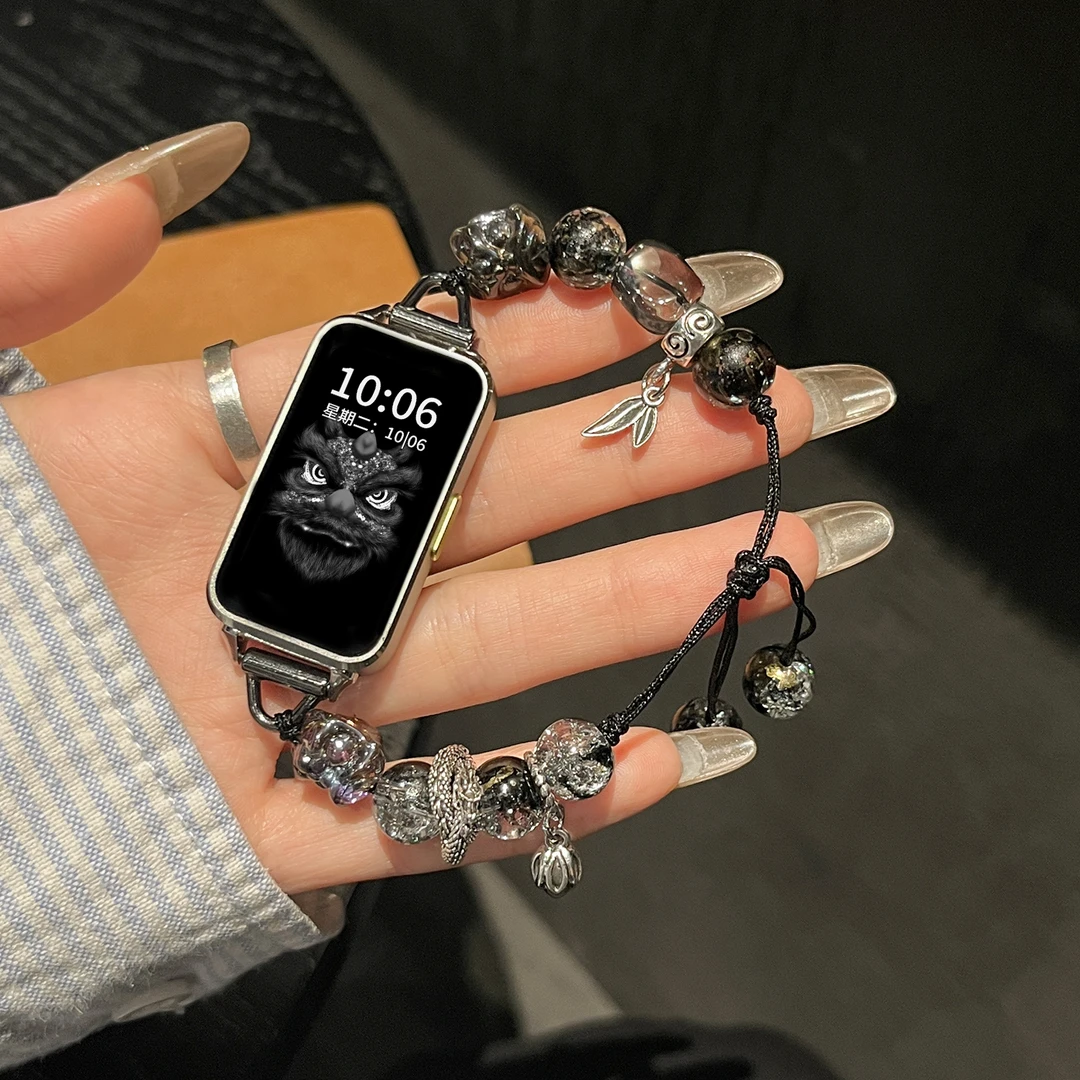 适用华为手环10/9/8新款醒狮7串珠6腕带健康智能荣耀10/9换女款