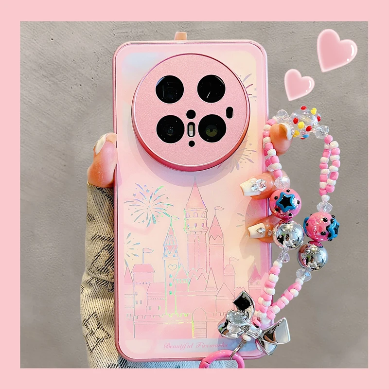 适用华为mate70pro+手机壳pura70pro+唯美渐变城堡烟花mate60pro+