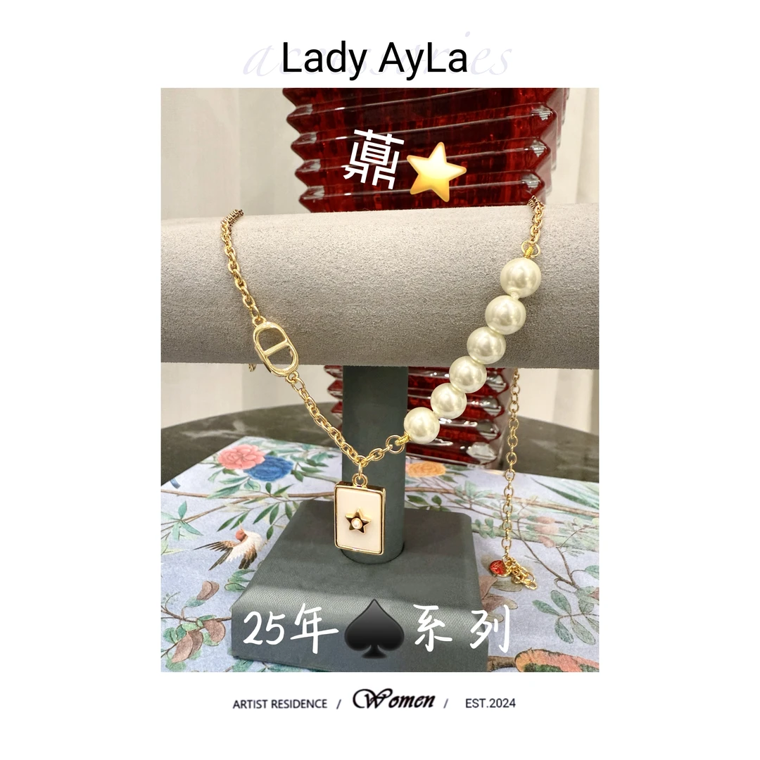 铜合金仿珍珠项链 CD五角星轻奢时尚项链AL136