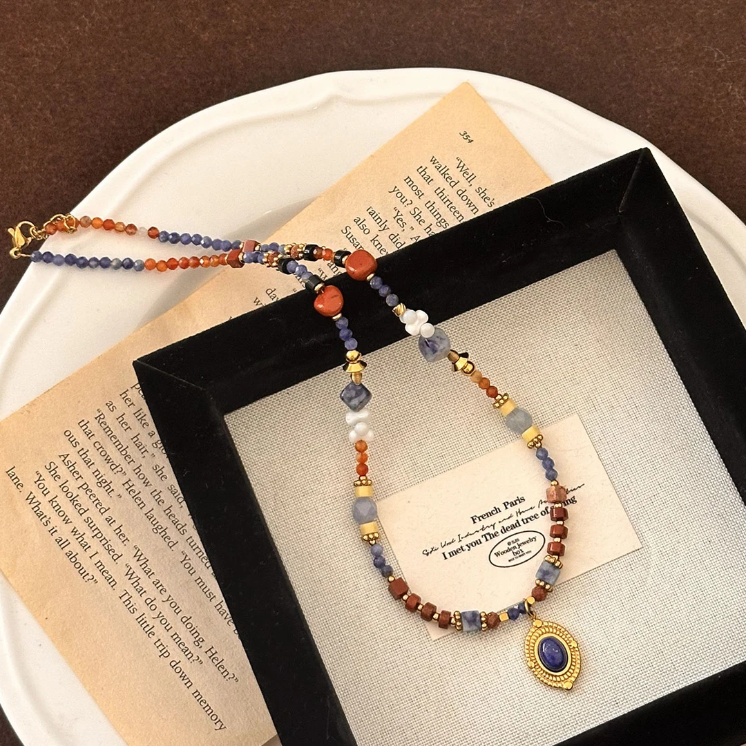 【山夏】原创天然青金石小众精致文艺气质项链