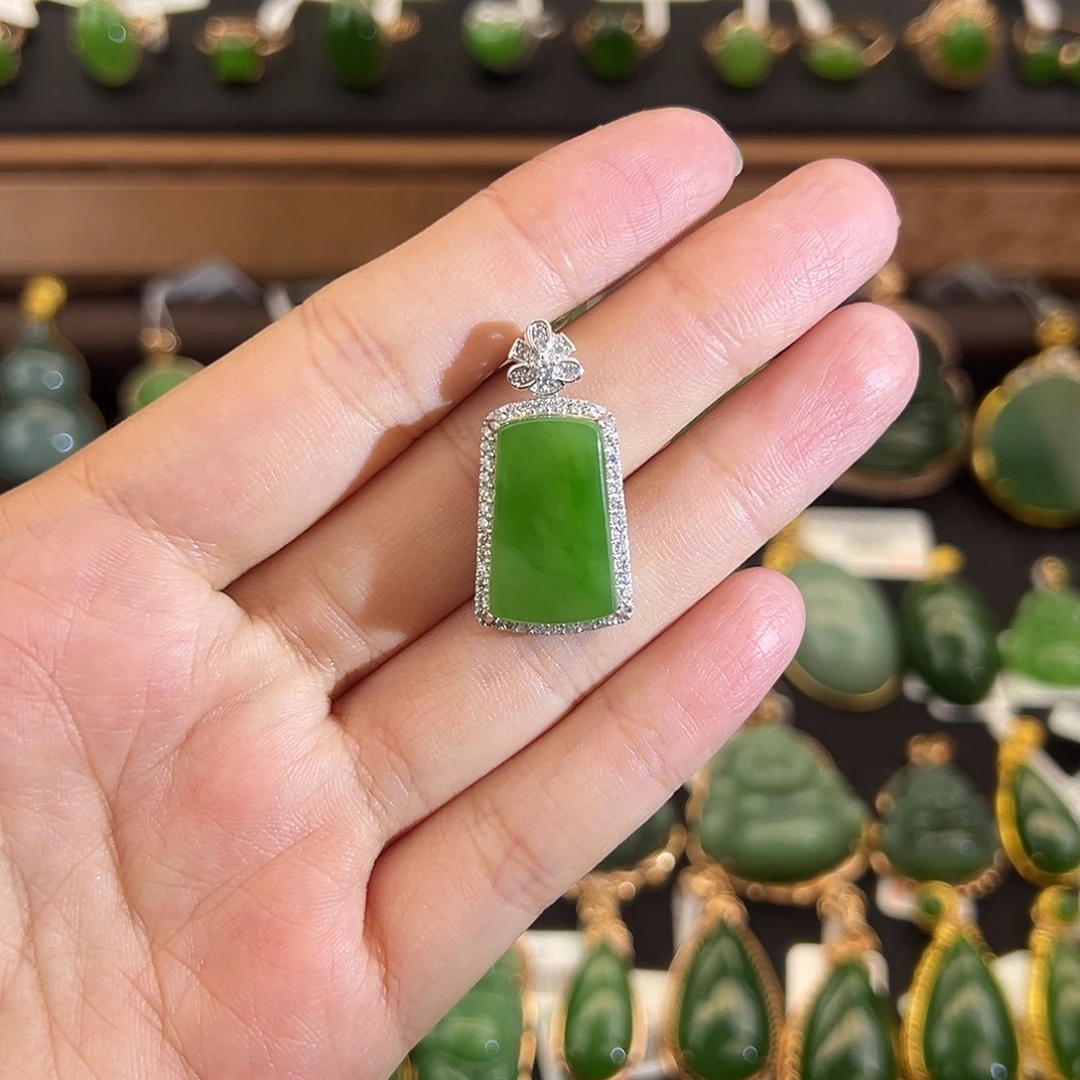 和田玉（碧玉）银S925镶嵌颈饰