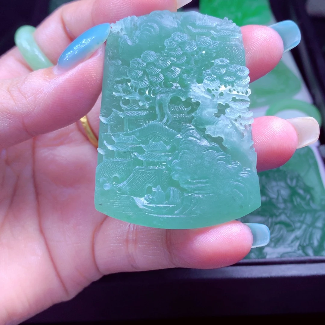 定制翡翠未镶嵌天然缅甸翡翠A货毛货挂件