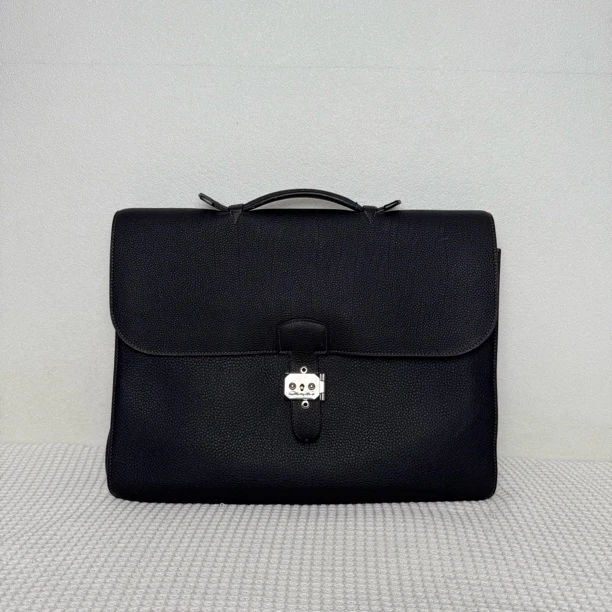 95新 Hermes/爱马仕 5757/男士时尚商务全皮荔枝纹公文包
