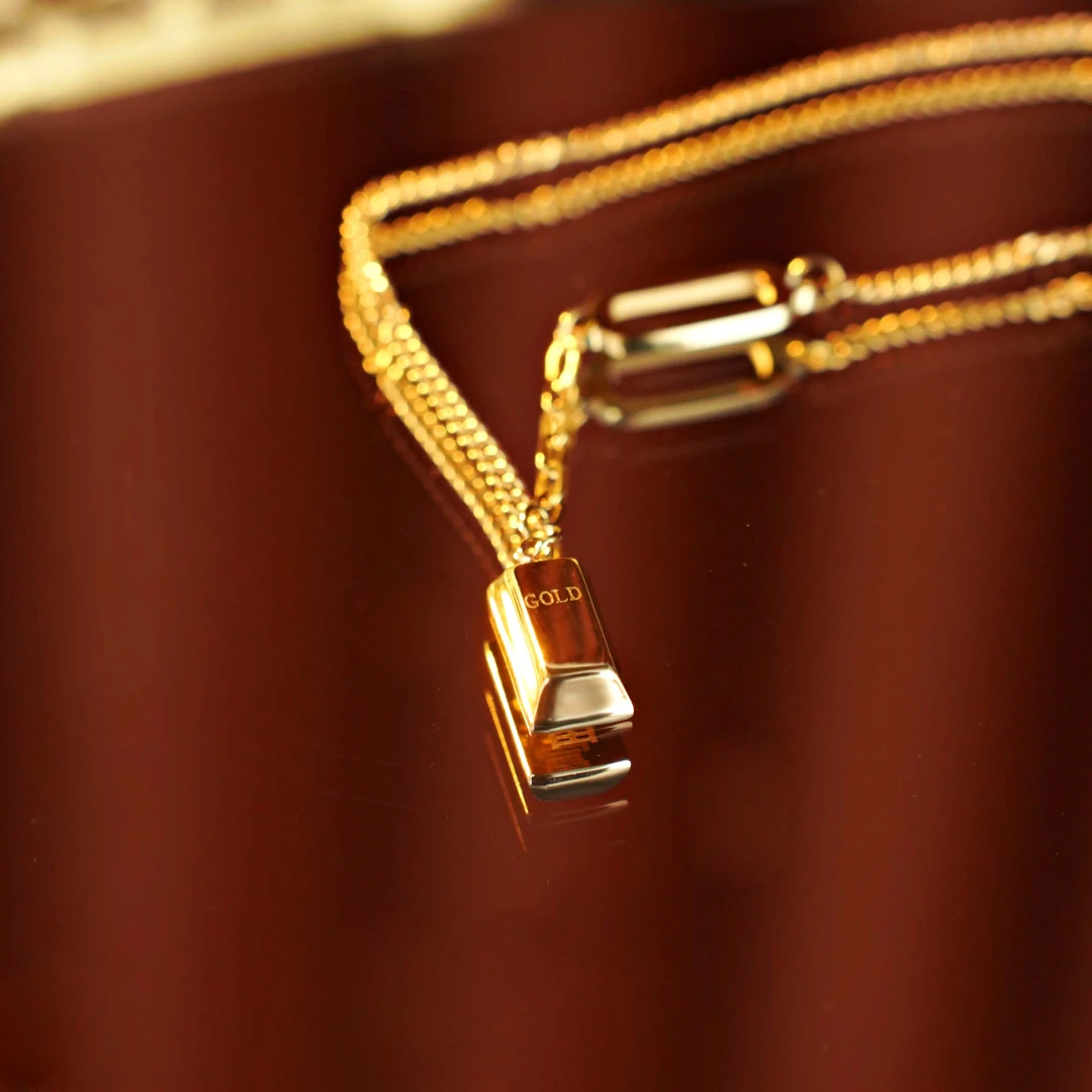 暴富Gold小方钻项链金色高级感轻奢锁骨链时尚百搭