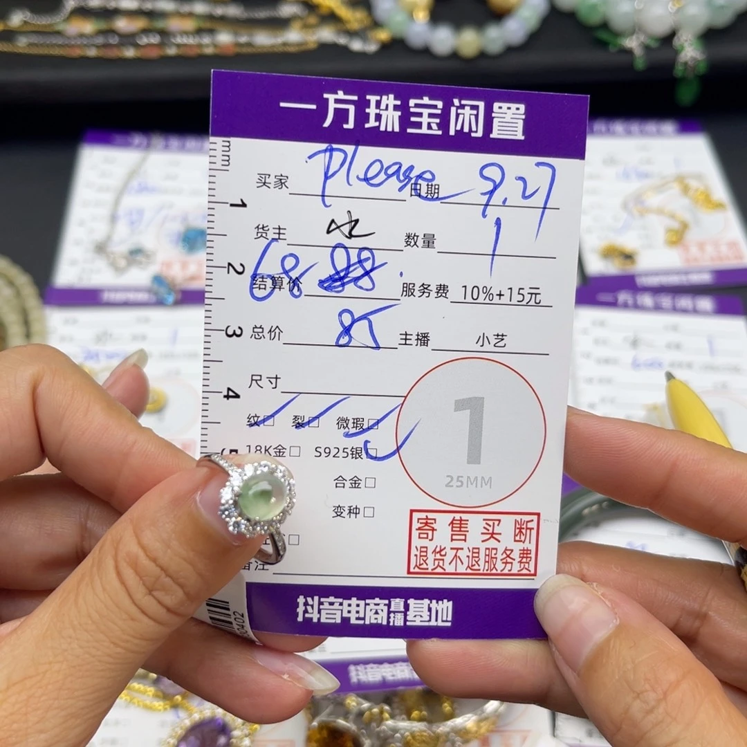P***我翡翠银S925镶嵌颈饰戒指