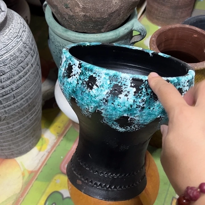 粗陶盆有孔高20口18
