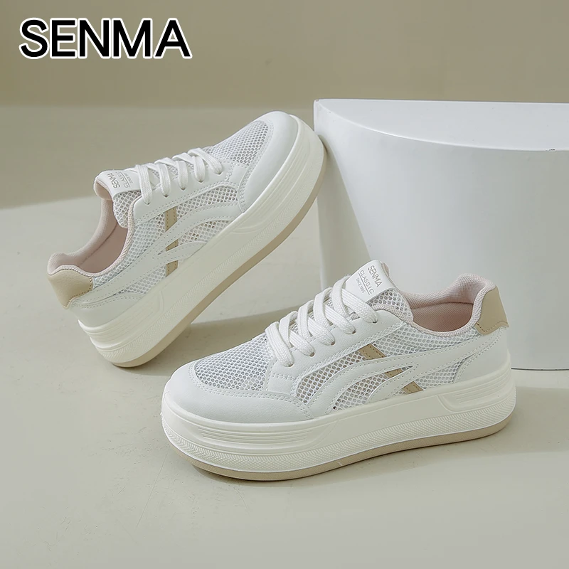 森马SENMA小白鞋女2025夏季新款透气休闲板鞋国潮平底多巴胺网鞋