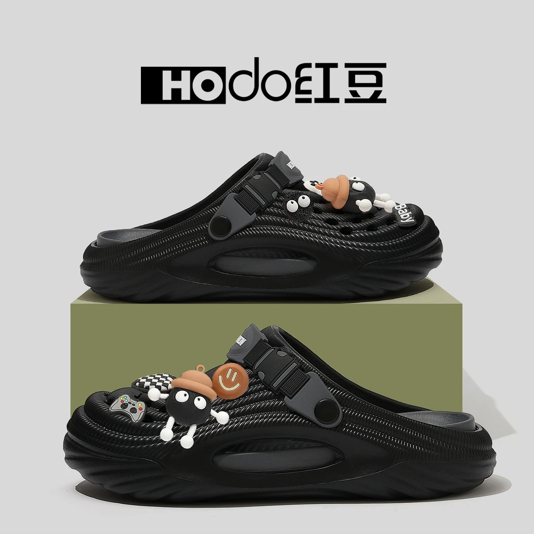 红豆星舰洞洞鞋男款2025新款夏季外穿运动防臭防滑踩屎感厚底凉鞋