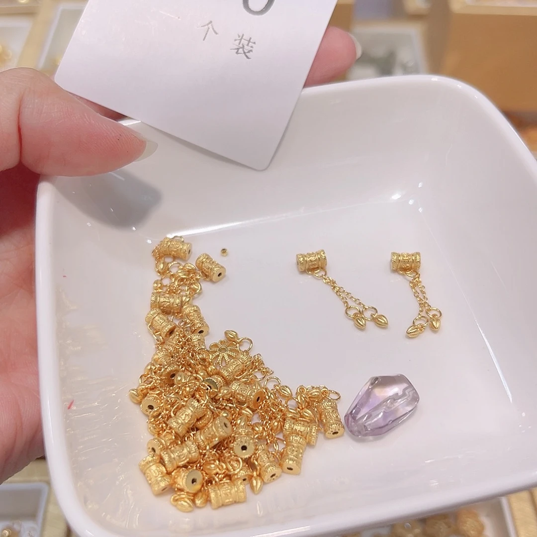 水晶珠宝半成品银S925镀金镶嵌70 。