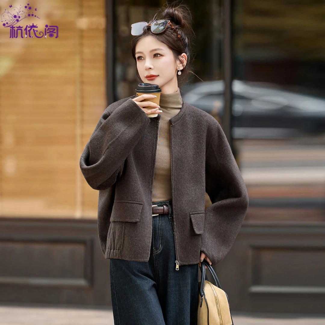 羊毛短款毛呢外套女秋冬2025新款小个子韩系时尚气质双面呢子大衣