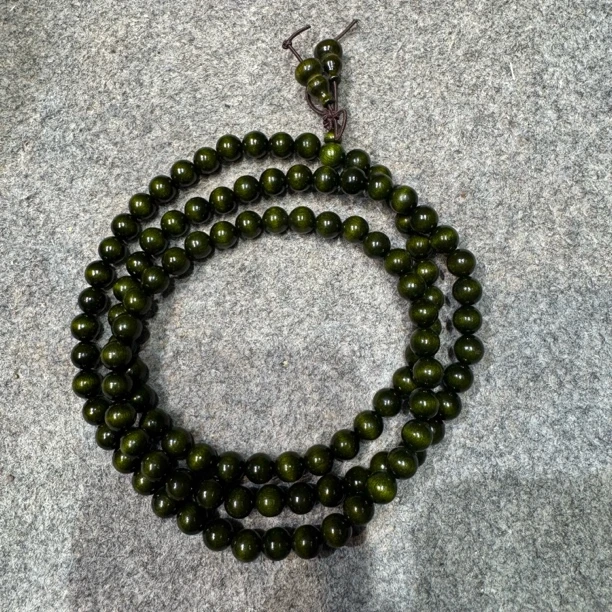 108颗金丝楠木帝王绿料手串男女同款
