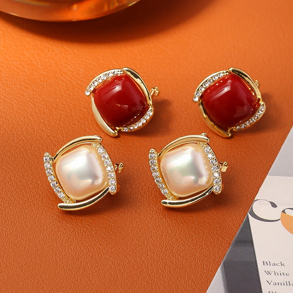 925银针耳饰新款珍珠耳钉耳钉女小众设计感耳饰女生小饰品高颜值