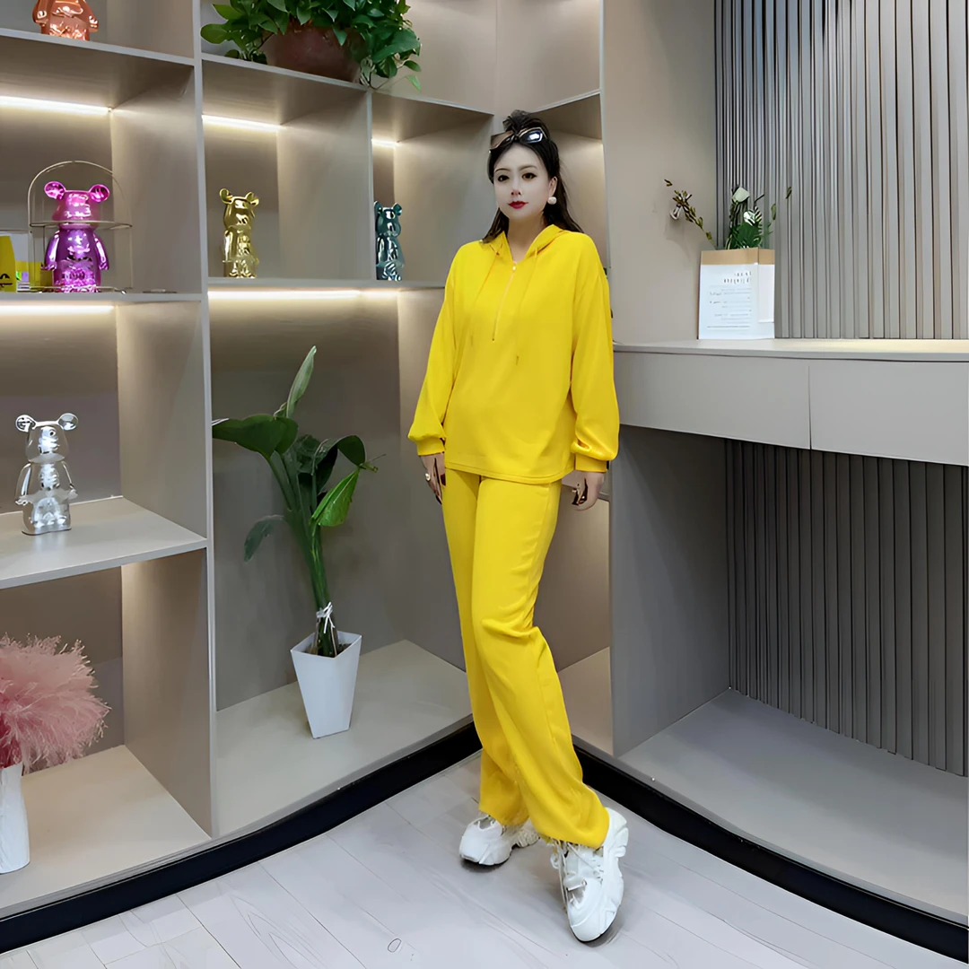 春季两件套-甜 3648时尚潮流休闲百搭运动显瘦款胖MM大码女装新款