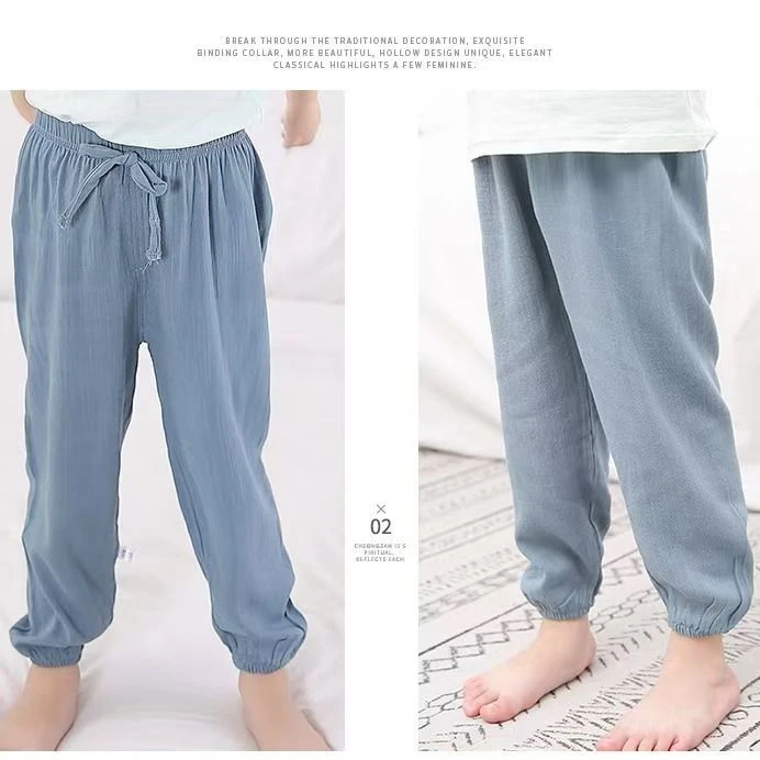 9057儿童夏季防蚊裤薄款男女童夏天透气休闲9分裤