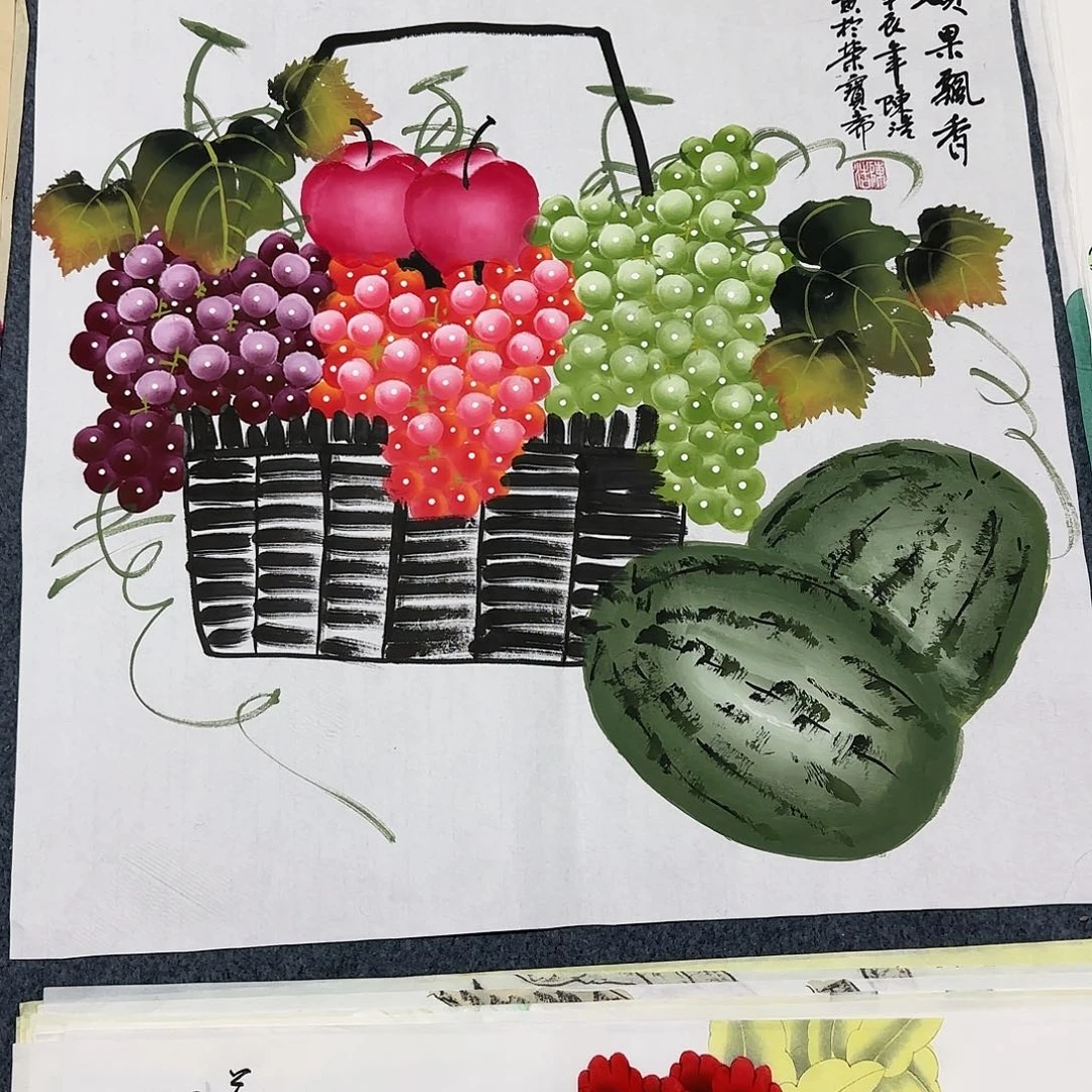 国画财**心尺寸70X70手绘作品