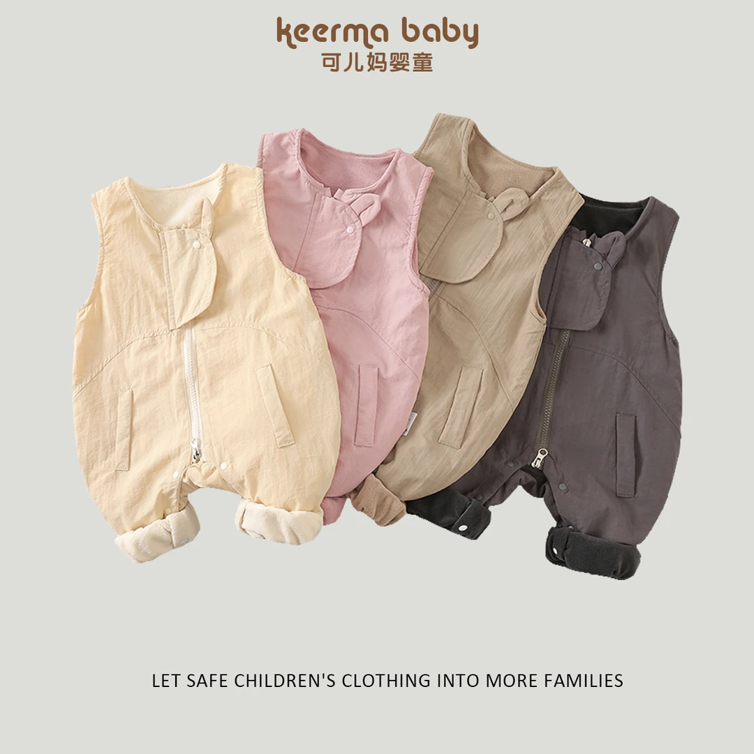 【加绒】秋冬长爬通用熊头塔丝隆背带裤加绒哈衣背带裤连体衣外穿