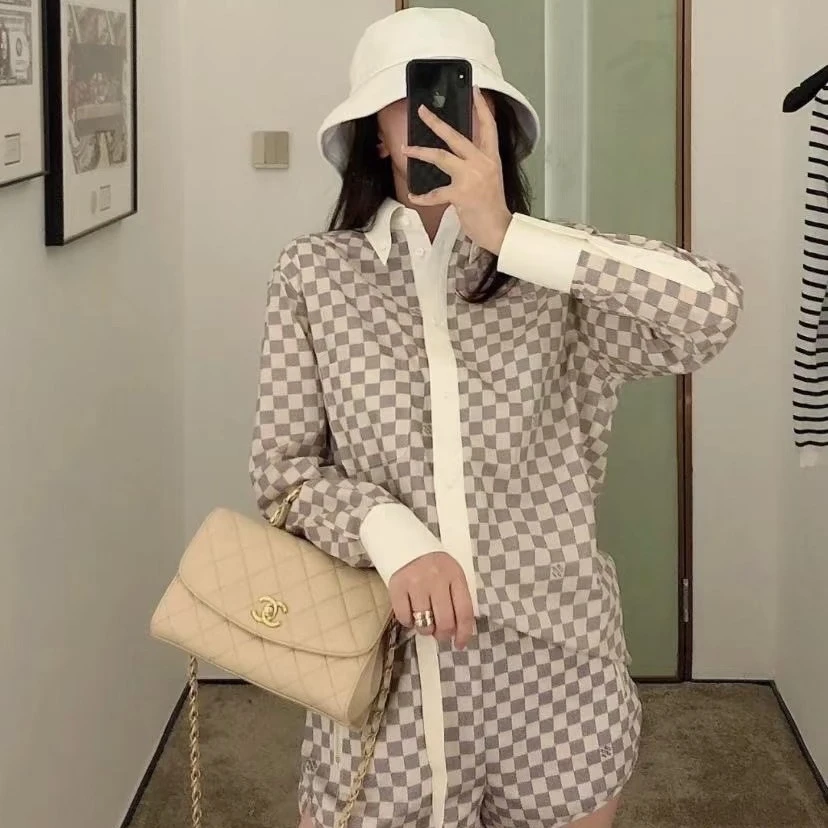 未使用 LouisVuitton/路易威登 13967063 棋盘格经典衬衫 34码