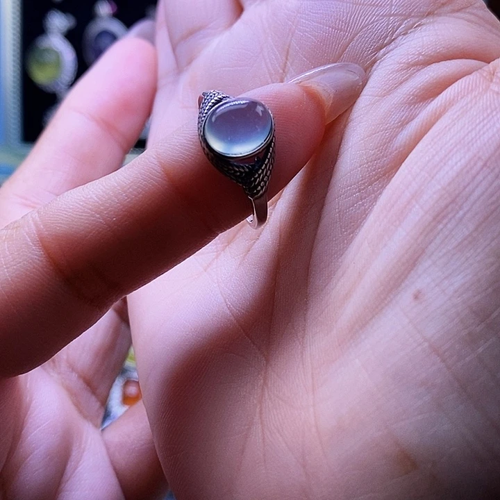 岫玉银S925镶嵌戒指