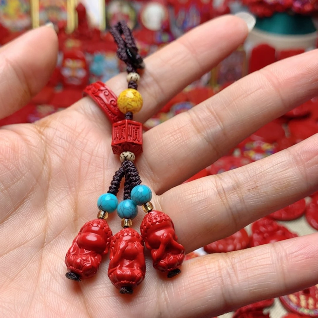 天然辰砂工艺品朱砂钥匙扣