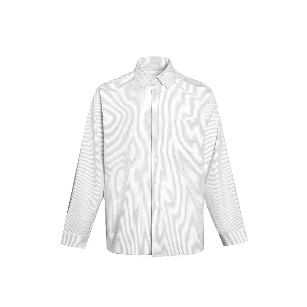 ESAT 竹纤维超细旦基础宽松黑白条纹长袖衬衫