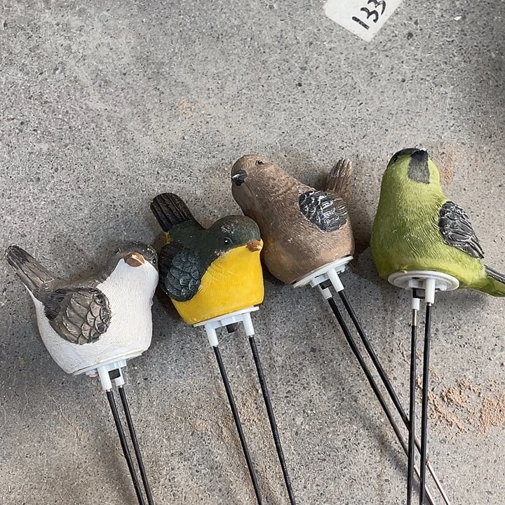 树脂小鸟花插四个 不发声