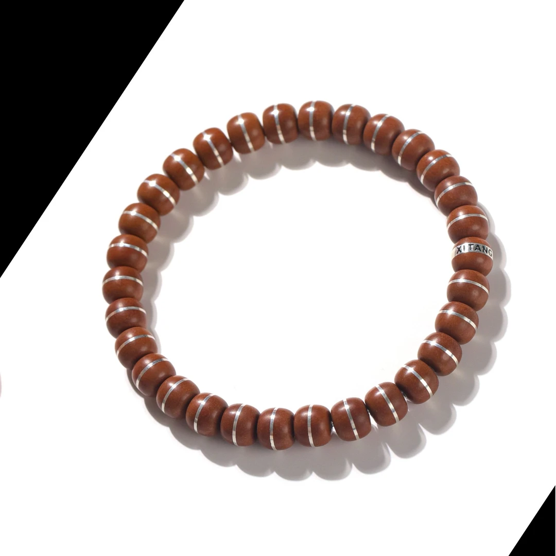 【龙吟·老型】秦岭龙纹桃核925银腰带精工汉堡珠手串·西唐出品