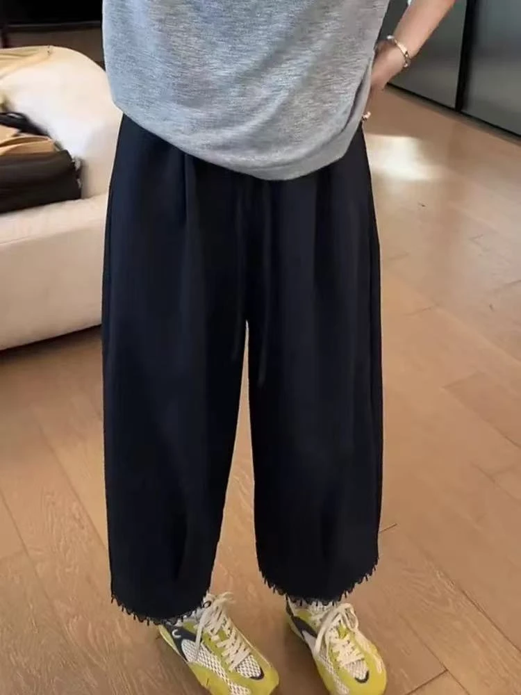 轻职风秋季高腰休闲裤立体剪裁直筒休闲裤