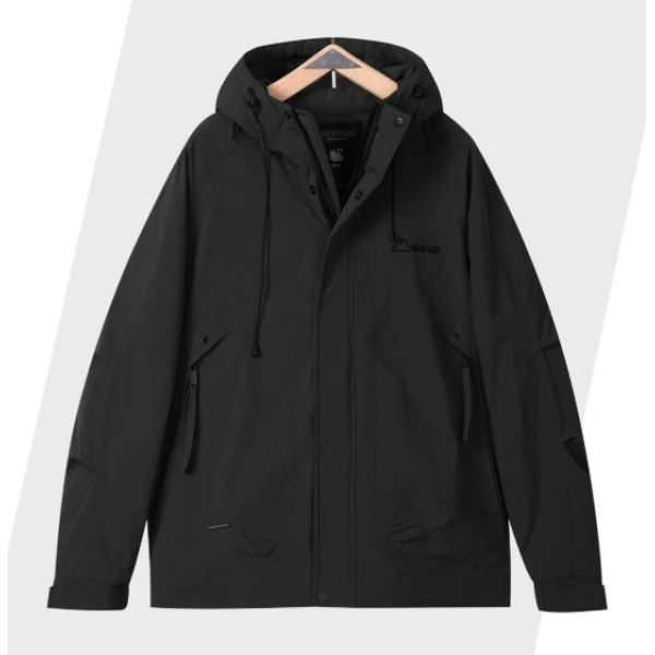 黑【户外登山系列】冯漂亮服饰山系户外登山男女同款连帽棉服9555