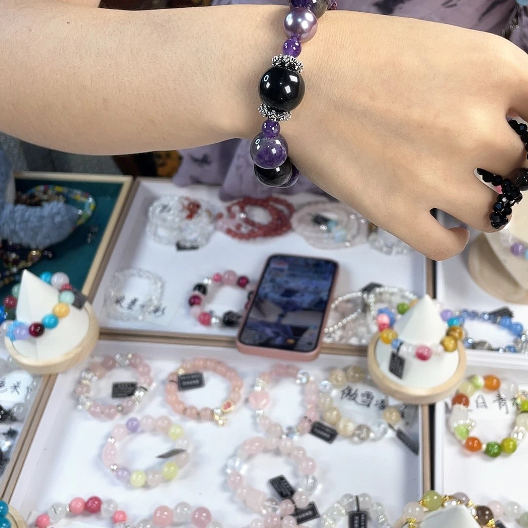 水晶手链银S925镀金镶嵌