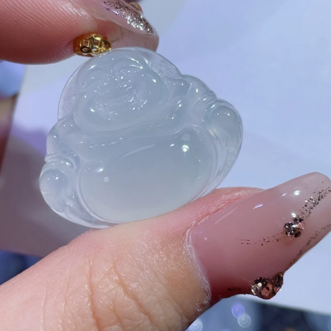 翡翠颈饰18K金镶嵌佛公