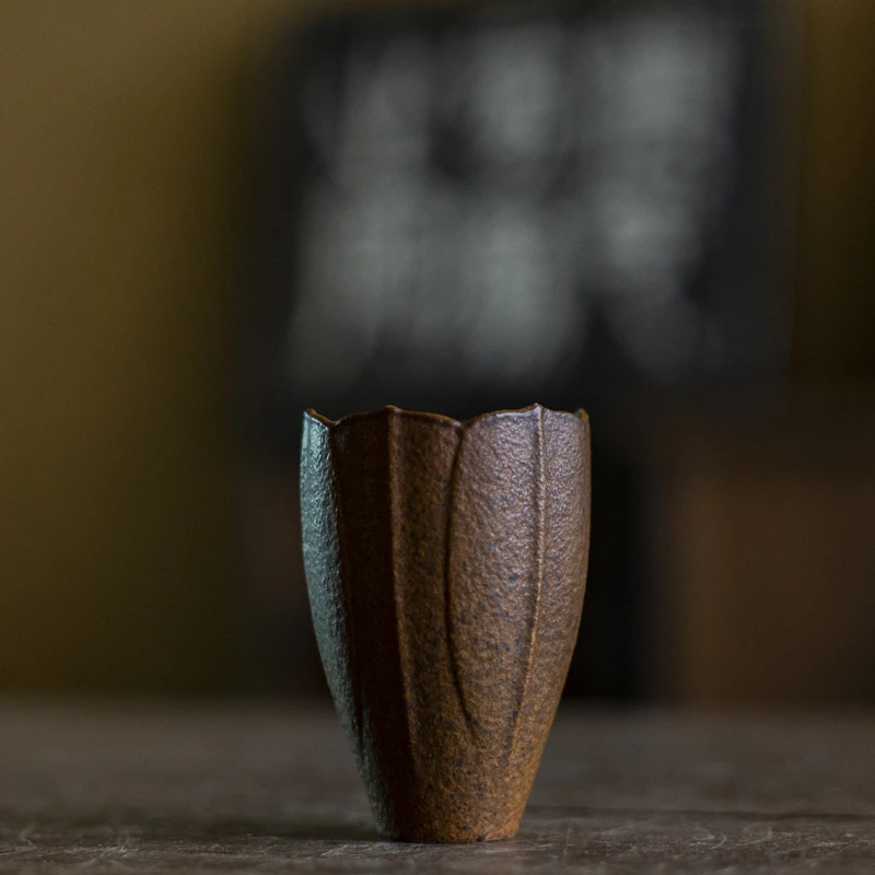 【凤庭】灰念酱釉玉兰杯手工复古陶瓷茶杯品茗杯（Q0706）