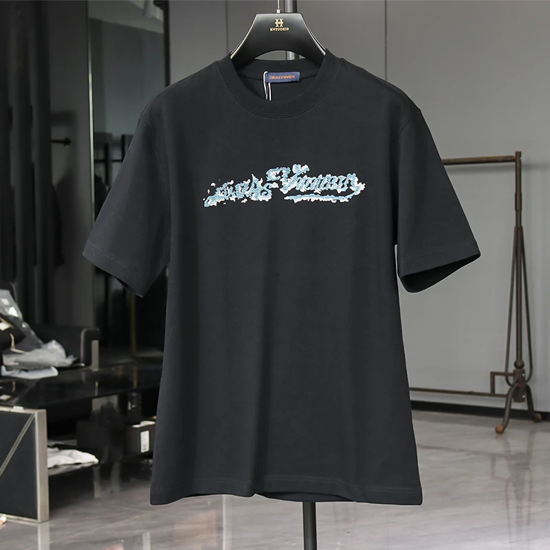 机场货  新品男装尾货 夏款新款青春朝气蓬勃休闲刺绣短袖T恤1026