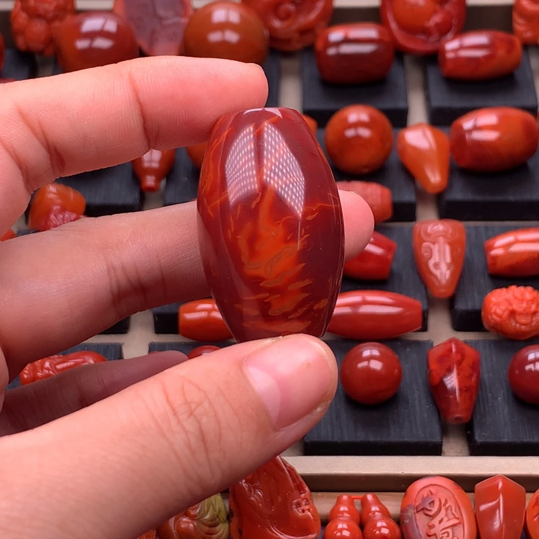 南红玛瑙未镶嵌川料原矿高品筒珠23.8mm