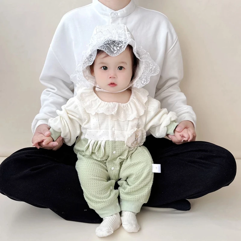 2025新款花田小兔双层连体衣婴儿春秋衣服长袖可爱外出抱抱服哈衣