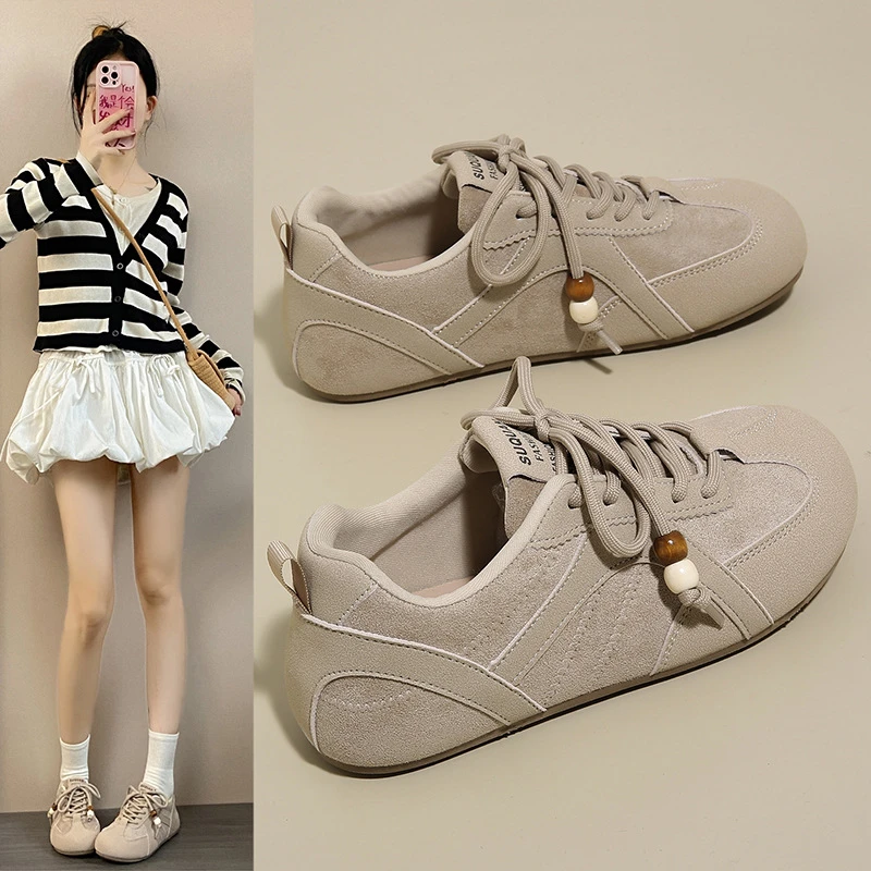 韩版ins复古德训鞋女2025新款秋季透气软底运动百搭阿甘鞋潮平底