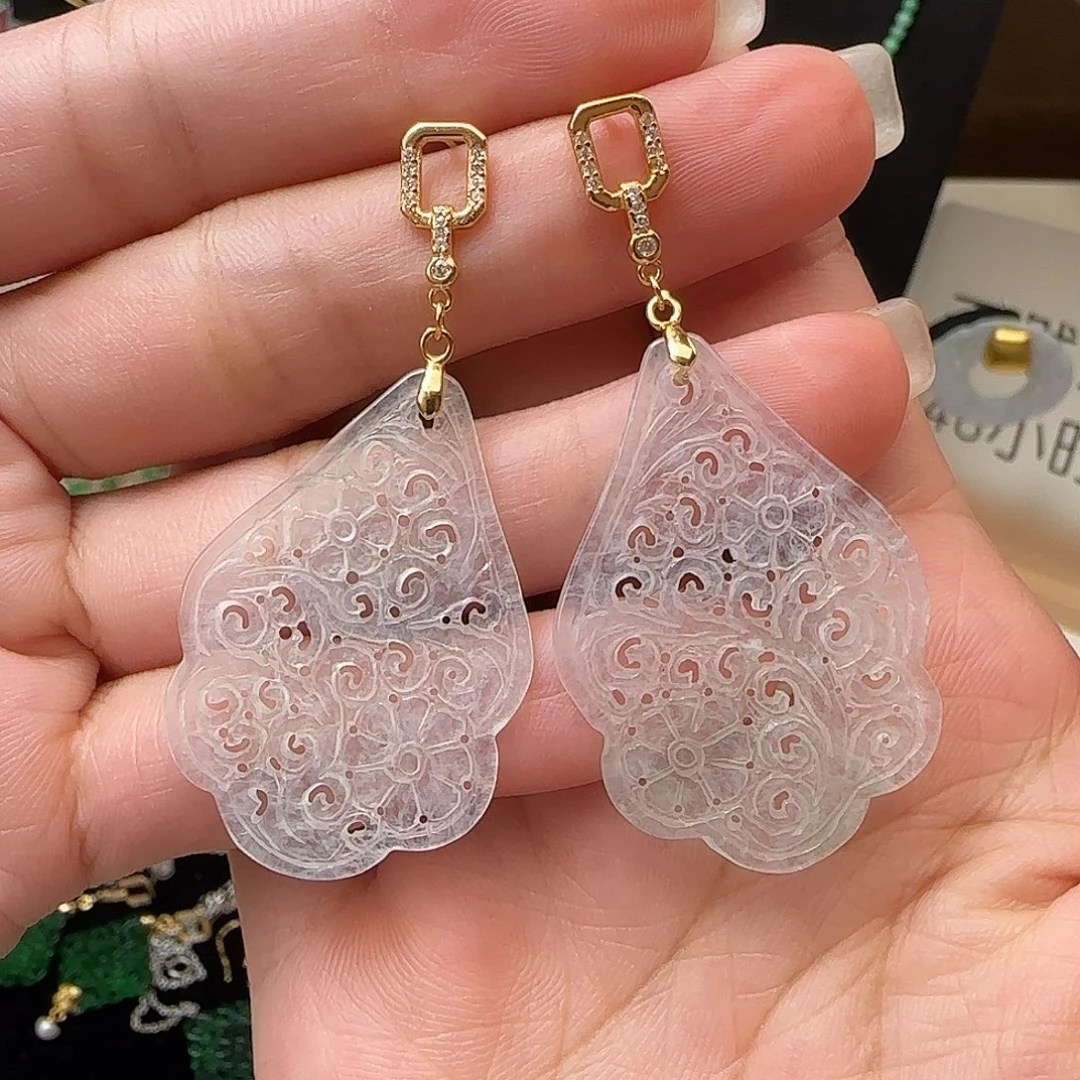 小***宝银S925镶嵌翡翠耳饰耳钉款